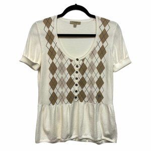 Burberry Plaid Short-Sleeve Blouse